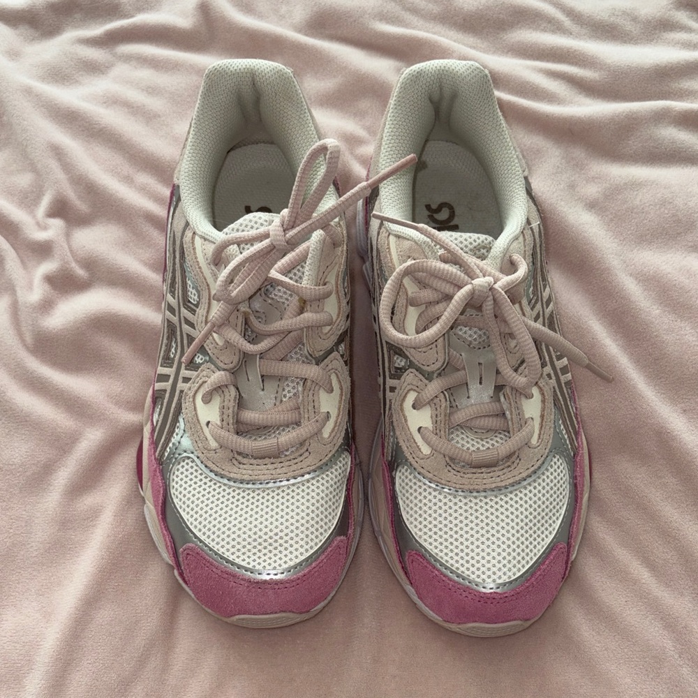 Asics Women's Pink and White Sneakers